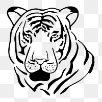 PNG Wild tiger vintage illustration, transparent background. Free public domain CC0 image.