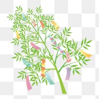 PNG Tanzaku hanging on bamboo, Japanese Tanabata festival,  illustration, transparent background. Free public domain CC0 image.