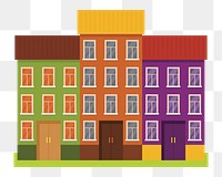 PNG Terraced housing sticker,  transparent background. Free public domain CC0 image.