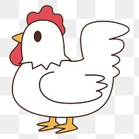 PNG Hen cartoon sticker,  transparent background. Free public domain CC0 image.