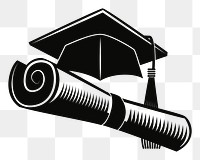 PNG Graduation hat and diploma  illustration, transparent background. Free public domain CC0 image.