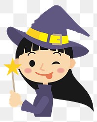 PNG Cute witch cartoon sticker,  transparent background. Free public domain CC0 image.