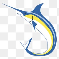 PNG Turning swordfish sticker, transparent background. Free public domain CC0 image.