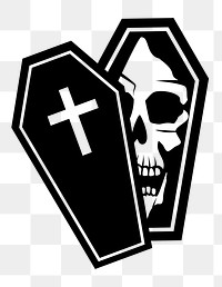 PNG Skull coffin silhouette sticker,  transparent background. Free public domain CC0 image.