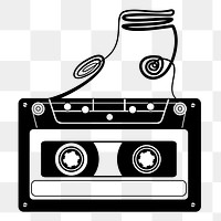 PNG Cassette tape silhouette sticker,  transparent background. Free public domain CC0 image.