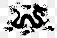 PNG Chinese dragon silhouette sticker, transparent background. Free public domain CC0 image.