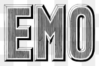 PNG EMO word sticker,  transparent background. Free public domain CC0 image.