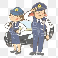 PNG Policemen cartoon sticker, transparent background. Free public domain CC0 image.