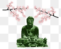 PNG Kamakura Daibutsu, Japanese Buddha statue sticker,  transparent background. Free public domain CC0 image.