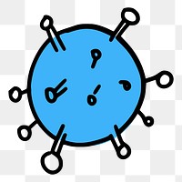 PNG Blue color virus doodle  illustration, transparent background. Free public domain CC0 image.