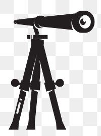 PNG Telescope silhouette sticker,  transparent background. Free public domain CC0 image.