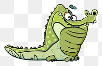 PNG Green alligator cartoon sticker, transparent background. Free public domain CC0 image.