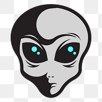 PNG Big eyes alien portrait sticker, transparent background. Free public domain CC0 image.