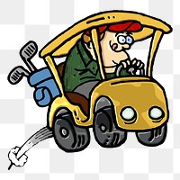 PNG Male golfer driving golf cart  illustration, transparent background. Free public domain CC0 image.