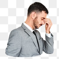 PNG Stressed businessman, collage element, transparent background