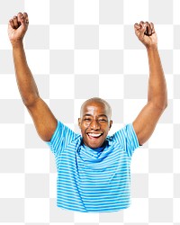 PNG Cheerful casual African man celebrating, collage element, transparent background