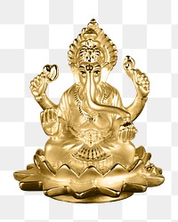 Png golden Ganesha statue, transparent background