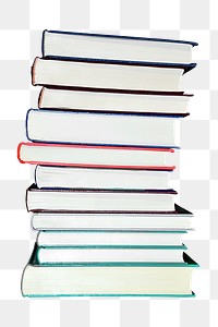 Png colorful books stacked vertically, transparent background