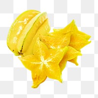 Star fruit png slices, transparent background