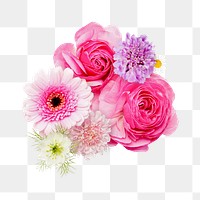 Pink png garden flower arrangement, transparent background