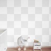 Baby room wall png transparent mockup