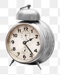 PNG Gray alarm clock, collage element, transparent background.