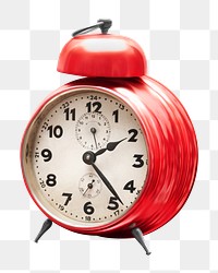 PNG Red alarm clock, collage element, transparent background.