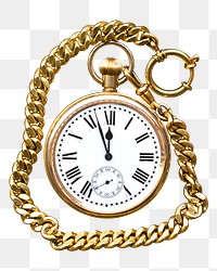 Gold pocket watch png, transparent background