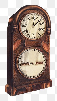 PNG Clock vintage illustration, transparent background. Digitally remixed by rawpixel.