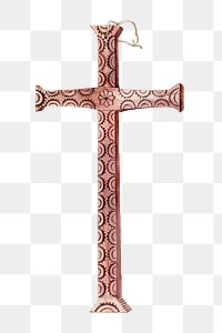 Png wooden design Christian cross, transparent background