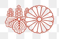 PNG Red Japanese flower illustration, transparent background. Remixed by rawpixel.