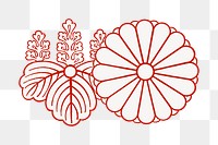 PNG Red Japanese flower illustration, transparent background. Remixed by rawpixel.