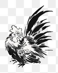 PNG Japanese chicken, ink animal illustration by Toyeki, transparent background. Remixed by rawpixel.