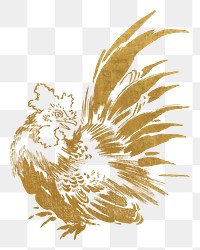 PNG Gold Japanese chicken, animal illustration by Toyeki, transparent background. Remixed by rawpixel.