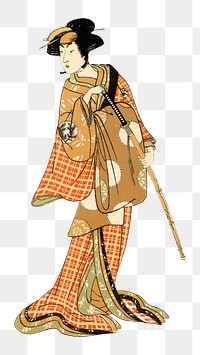 PNG Kabuki actor, Japanese man by G.A. Audsley-Japanese illustration, transparent background. Remixed by rawpixel.