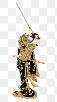 PNG Kabuki actor, Japanese man by G.A. Audsley-Japanese illustration, transparent background. Remixed by rawpixel.