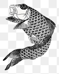 PNG Hokusai's carp fish, Japanese animal illustration, transparent background. Remixed by rawpixel.