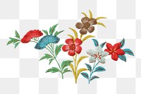 PNG Colorful flowers, Japanese botanical illustration, transparent background. Remixed by rawpixel.