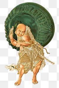 PNG Japanese man carrying ball, vintage illustration, transparent background. Remixed by rawpixel.