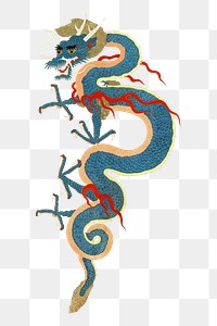 PNG Blue  Japanese dragon, mythical creature illustration, transparent background. Remixed by rawpixel.