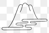 PNG Japanese mountain & cloud,  line art symbol illustration, transparent background. Remixed by rawpixel.