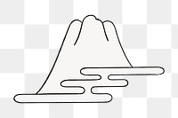 PNG Japanese mountain & cloud,  line art symbol illustration, transparent background. Remixed by rawpixel.