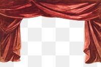 PNG red stage curtain, transparent background. Remixed by rawpixel. 