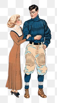 Vintage couple png chromolithograph art, transparent background. Remixed by rawpixel. 