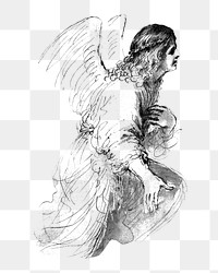 Angel png vintage illustration, transparent background. Remixed by rawpixel. 