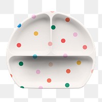 PNG Cute polka dot baby dish, transparent background