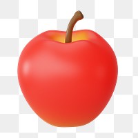 PNG 3D red apple fruit, element illustration, transparent background