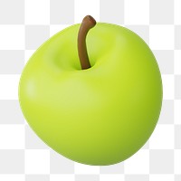 PNG 3D green apple fruit, element illustration, transparent background