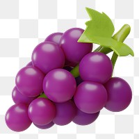 PNG 3D grapes fruit, element illustration, transparent background