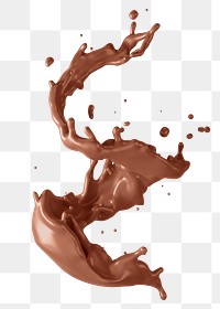 PNG 3D chocolate milk splash, element illustration, transparent background